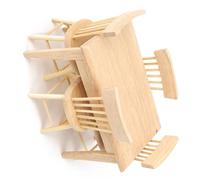 HEEPDD Set Scrivania e Sedie in Miniatura per Casa delle Bambole in Scala 1:12, Set di Mobili, Mobili da Scrivania in Legno per Casa delle Bambole, Mini in Legno Realistici con 4 Sedie per (set