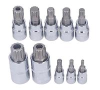 HEEPDD Set Versatile di Bussole con Punta Scanalata Tripla Quadra, Acciaio Al Cromo Vanadio, 10 Pezzi per Progetti di Auto e Fai da Te, Attacco da 1/4" 3/8" 1/2"