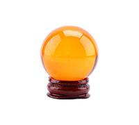 HEEPDD Sfera di Cristallo, 40mm Amber Color K9 Sfera di con Base in Legno per Feng Shui Divination Home Decoration di Natale