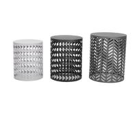 HEEPDD Sgabelli da Giardino in Metallo Set da 3 Pezzi Sgabelli da Patio in Metallo, da Giardino in per Esterni Sedute Cilindriche Accenti Decorativi Superfici Lucide Lavabili per Patio a Bordo Piscina