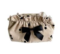 HEEPDD Simpatica Piccola Borsa per il Trucco con Chiusura a Zip con Fiocco Nero (Motivo a ciliegia piccola nera)