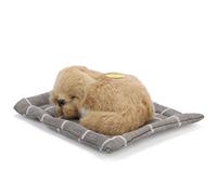 HEEPDD Simulazione di Peluche per Cani, Cane Che Dorme Morbido e Interattivo con Suono, Ideale per Bambini e Decorazioni per la Casa (Cane che dorme con stuoia di percalle bianco)