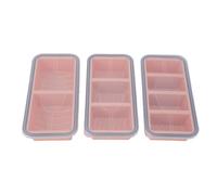 HEEPDD Stampo per Congelatore per Zuppa in Silicone da 3 Pezzi con Coperchi, Vassoio Diviso da 9 Cubi per Conservare il Brodo Contenitori Organizzativi per Frigorifero Impilabili Adatti (rosa chiaro)