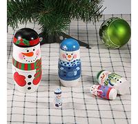 HEEPDD Statuetta Giocattolo Bambole Natalizie Che Nidificano, Set di Matrioska in Legno Dipinte a Mano, 5 Pezzi, Design Babbo Natale e Pupazzo di, Decorazione per la Casa delle Vacanze, Categoria