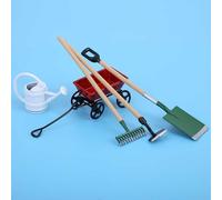 HEEPDD Strumenti da Giardino in Miniatura di 5 Pezzi, Accessorio per Finitura Sottile per 1/12 Bambola o Bambola, Ironwood