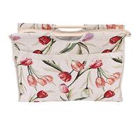 HEEPDD Strumenti di Cucito Tote Bag, Squisito Borsa Piegata in Tessuto con Cerniera e Manici in Legno per Aghi a Maglia Strumenti di Cucito (rosso)