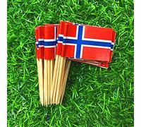 HEEPDD Stuzzicadenti con Bandiere Nazionali, Stuzzicadenti in Legno, Decorazioni Colorate per Cupcake per Feste e Matrimoni, Utensili da (Norvegese 100)