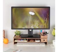 HEEPDD Supporto per Monitor in Legno, Supporto per Laptop da 49 Cm, Moderno Organizer da Scrivania per Uso Ufficio, per Computer con Accessori per Riporre Oggetti