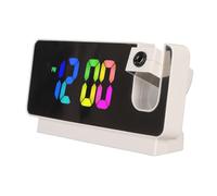 HEEPDD Sveglia Digitale con Display a Specchio a LED, Controllo Vocale, Calendario della Temperatura, Doppio Allarme, Regolazione della luminosità, modalità Notturna, Bianco, per Camera da Letto