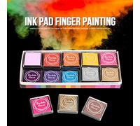 HEEPDD Tampone di Inchiostro Artigianale, Multicolore Lavabile per Bambini, Timbri in Gomma Carta Scrapbooking Legno Tessuto, 20 Colori, 1,6x1,6 Pollici