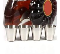 HEEPDD Tazza da tè e caffè in Acciaio Inossidabile, Set di Boccali di Birra Portatile da 30 Ml per il Viaggio, con Borsa in Pelle, 4 Pezzi 6 Pezzi per le Vacanze di Picnic in (Confezione da 4)