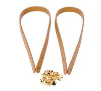 HEEPDD Tracolla per Borsa, 2 Pezzi 25,59 Pollici Manici per Borsa in Pelle Fatti a Mano con Rivetti in Oro Chiaro per Borsa a Tracolla(Beige)