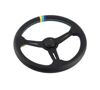 HEEPDD Volante Corsa in Pelle Nera di Lusso 350mm/14 Pollici 6 Bulloni con Corno, Cornice Robusta per Accessorio Modificato per Auto