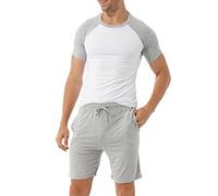 Heersan Pigiama Corto da Uomo Estivi Pigiami Due Pezzi da Uomo Comodo Abbigliamento Camicia da Notte da Uomo Maniche Corte T-Shirt & Pantaloncini Sleepwear Adatto Casa e Casuale