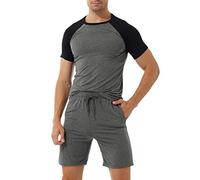 Heersan Pigiama Corto da Uomo Estivi Pigiami Due Pezzi da Uomo Comodo Abbigliamento Camicia da Notte da Uomo Maniche Corte T-Shirt & Pantaloncini Sleepwear Adatto Casa e Casuale