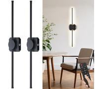 HEERTTOGO Applique da parete interno 72 cm nero 8W con telecomando, applique camera da letto 10000mAh con regolazione, temporizzazione e 3000K-6500K, 2 pezzi i efficienza energetica C】