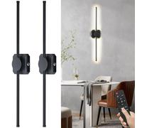 HEERTTOGO Applique da parete interno 72 cm nero 8W con telecomando, applique camera da letto 10000mAh con regolazione, temporizzazione e 3000K-6500K, 2 pezzi i efficienza energetica C】