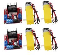 Heevhas 2 x L298N motore motore motore passo-passo modulo doppio ponte H + 4 x kit motore TT motore a trasmissione DC saldato con 2P jumper doppio albero DC 3 V-6 V rapporto 1:48 200 giri/min