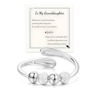 HEEYA Anelli per ansia, anelli in argento regolabili per mia figlia e nipote, anello per pollice con perline, con scatola portagioie, Adjustable