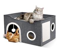 Heeyoo Casetta per gatti da interni, grande cuccia per gatti con palla soffice e cuscinetto antigraffio, cuccia pieghevole per gatti e condomini, cubi per gatti, rifugio per gatti, cuccia coperta per
