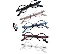 HEEYYOK Confezione da 5 occhiali da lettura uomo donna, moda Lettori ovali per Lente trasparente Cerniera a molla comfort con tasca