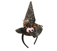 HEEZOU Cappellini da strega con ragnatela per adulti, cappello da mago di Halloween, cerchio, per feste, cloche, cappello da gioco di ruolo