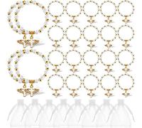 Hefddehy Bracciale con a forma di croce, con sacchetto in organza, acrilico, battesimo, favore per e ragazze, comunione, compleanno, matrimonio, Acrilico