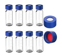 Hefddehy Flaconi per campionatori da 2 ml, 100 pezzi, HPLC, 9-425, trasparenti con tappi a vite blu, setti rossi e