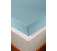 HEFEL Lenzuolo con angoli elasticizzati in jersey, 16 colori, tencel™ e cotone, 3 misure (Azur, 90-120 x 200-220 cm)