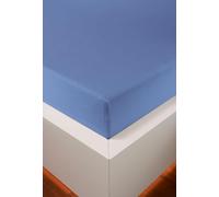 HEFEL Lenzuolo con angoli elasticizzati in jersey, 16 colori, tencel™ e cotone, 3 misure (blu medio, 90-120 x 200-220 cm)