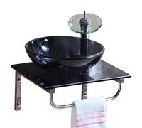 HEFJIAYCIQ Bagni Piccolo Bagno Di Servizio Lavabo Da Appoggio, Lavabo Rettangolare in Vetro Temperato Da Appendere Alla Parete, Set Da Bagno Con Struttura in Acciaio Inossidabile,Gray 2,41cm
