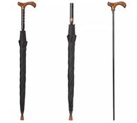 HEFJIAYCIQ Bastone Da Passeggio 2 in 1 Sicuro Per La Città Ombrello, Usura Resistente Al Vento Uomini Donne Stampella Ombrelloni, Design Multifunzionale Con Manico Lungo,Nero,86cm/33.8inch