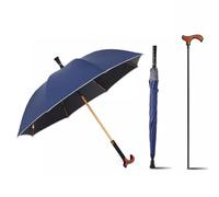 HEFJIAYCIQ Bastone Da Passeggio Antiscivolo 2 in 1 Ombrello, Ombrellone A Stampella Multifunzionale Con Manico Lungo E Asta Dritta, Grande Regalo Per Uomini, Donne,Blu,86cm/33.8inch