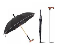 HEFJIAYCIQ Bastone Da Passeggio Antiscivolo 2 in 1 Ombrello, Ombrellone A Stampella Multifunzionale Con Manico Lungo E Asta Dritta, Grande Regalo Per Uomini, Donne,Nero,86cm/33.8inch