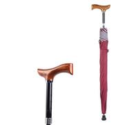 HEFJIAYCIQ Bastone Da Passeggio Antiscivolo Ombrello, Bastone Ombrello Leggero E Antivento Ad Altezza Regolabile, Bastone Ombrello Multifunzione Sicuro Per La Città,Rosso,83~91cm/32~36inch