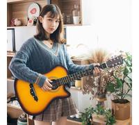 HEFJIAYCIQ Chitarra Acustica Da 38 Pollici, Chitarra in Legno Con Corde in Acciaio E Kit Per Principianti, Custodia Morbida, Corde, Tracolla, Diapason E Plettro,Sunset,41in