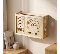 HEFJIAYCIQ Contenitore Da Parete Per Router, Organizer Per Modem Wi-Fi Con Struttura in Rete Ventilata, Per La Gestione Dei Cavi E Il Risparmio Di Spazio,Natural 1,36x11.5x24cm