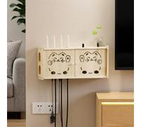 HEFJIAYCIQ Contenitore Da Parete Per Router, Organizer Per Modem Wi-Fi Con Struttura in Rete Ventilata, Per La Gestione Dei Cavi E Il Risparmio Di Spazio,Natural 2,48x11.5x24cm