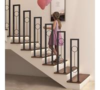 HEFJIAYCIQ Corrimano Per Scale A Forma Di U, Parapetto Di Sicurezza Decorativo in Ferro Battuto, Palo Di Sostegno Antiscivolo Per Veranda, Terrazza, Soppalco E Balcone,Nero,65cm/2.1ft