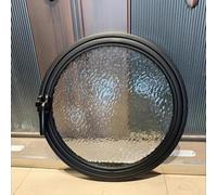HEFJIAYCIQ Finestra Rotonda Girevole in Lega Di Alluminio, Finestra Ad Oblò Con Maniglia in Vetro Temperato Con Decoro A Parete, Finestra A Battente Per La Cucina,Black 2,75cm/29.5in
