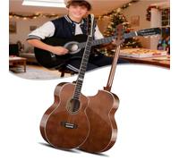 HEFJIAYCIQ Kit Chitarra Acustica Per Principianti, Strumento Interamente in Legno Lucido Da 40 Pollici, Chitarra A 6 Corde Per Adulti E Adolescenti Con Tutti Gli Accessori,Brown1,40in