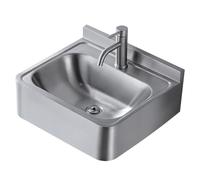 HEFJIAYCIQ Lavabo Da Bagno in Acciaio Inossidabile, Lavello Da Cucina A Vasca Singola Con Rubinetto E Scarico, Indispensabile Per La Casa E L'appartamento,Argento,44x50x15cm