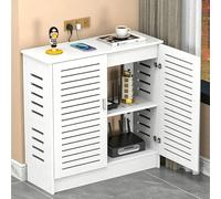HEFJIAYCIQ Mobile Per Router Wifi Con Sportello A Griglia, Mobile Da Pavimento in PVC Con Ripiani Regolabili Per Modem, Rack Per La Gestione Dei Cavi Per L'ufficio Domestico,Bianca,70x30x70cm