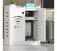 HEFJIAYCIQ Mobile Porta Router Wifi, Mobile Multimediale Con Vano Nascosto E Sistema Di Gestione Dei Cavi, Scaffale Da Terra Per Modem Per Casa E Ufficio,White 1,50x25x60cm
