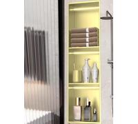 HEFJIAYCIQ Nicchia Doccia in Acciaio Inossidabile Con Luce LED, Scaffali Da Bagno Senza Bisogno Di Piastrelle, Scaffale Da Incasso Con Installazione Sopra Il Piano,3tier gold,28x12.5x90cm