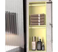 HEFJIAYCIQ Nicchia Doccia in Acciaio Inossidabile Con Luce LED, Scaffali Da Bagno Senza Bisogno Di Piastrelle, Scaffale Da Incasso Con Installazione Sopra Il Piano,2tier gold,28x12.5x70cm
