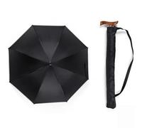 HEFJIAYCIQ Ombrello bastone da passeggio 2 in 1, Bastone da passeggio antiscivolo regolabile in altezza, Ombrello da passeggio sicuro per la città e l'uso all'aperto,Nero,76~80cm/30~31inch