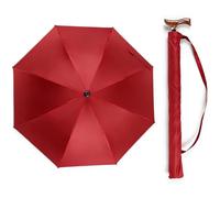 HEFJIAYCIQ Ombrello bastone da passeggio 2 in 1, Bastone da passeggio antiscivolo regolabile in altezza, Ombrello da passeggio sicuro per la città e l'uso all'aperto,Rosso,76~80cm/30~31inch