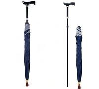 HEFJIAYCIQ Ombrello Con Bastone Da Passeggio 2 in 1, Ombrello Bastone Da Passeggio Regolabile in Altezza A 5 Livelli, Per Arrampicate, Escursioni,Blu,87~96cm/34~37inch