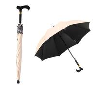 HEFJIAYCIQ Ombrello Con Bastoni Da Passeggio 2 in 1, Combinazione Leggera E Portatile Di Bastone E Ombrello, Per L'escursionismo, L'alpinismo E Il Trekking,Apricot,83cm/33inch